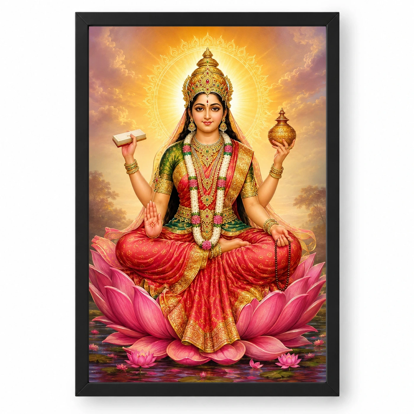 Gayatri Devi Traditional Indian Miniature-Inspired Devotional Art Photo Frame