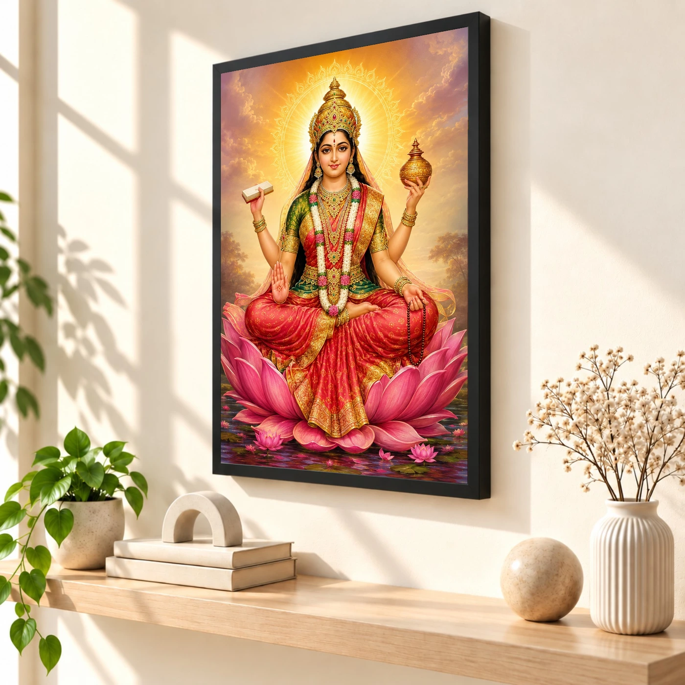 Gayatri Devi Traditional Indian Miniature-Inspired Devotional Art Photo Frame, view 2