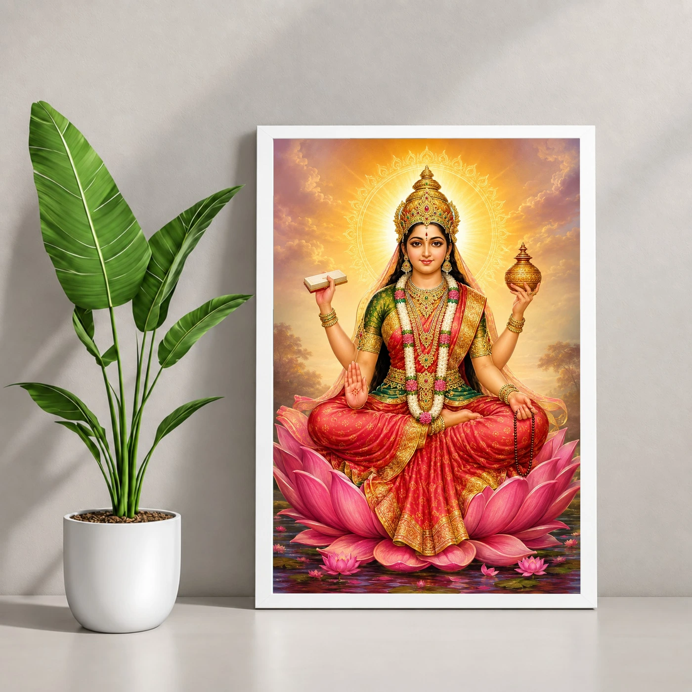 Gayatri Devi Traditional Indian Miniature-Inspired Devotional Art Photo Frame, view 4