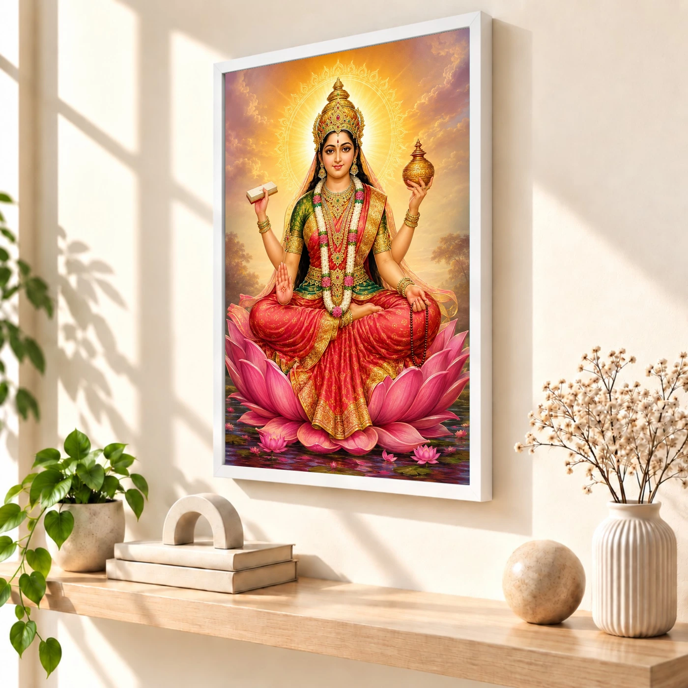 Gayatri Devi Traditional Indian Miniature-Inspired Devotional Art Photo Frame, view 7