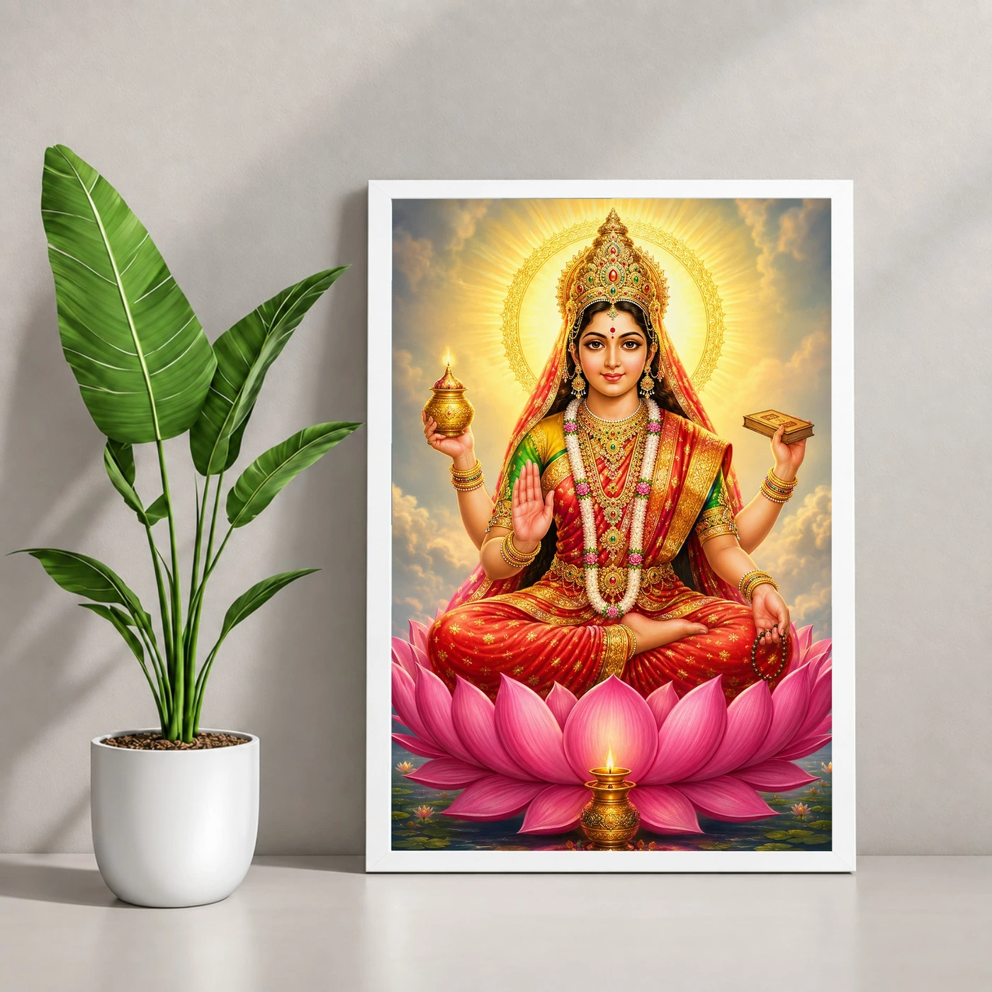 Gayatri Devi Vivid Premium Spiritual Poster Art Photo Frame, view 4