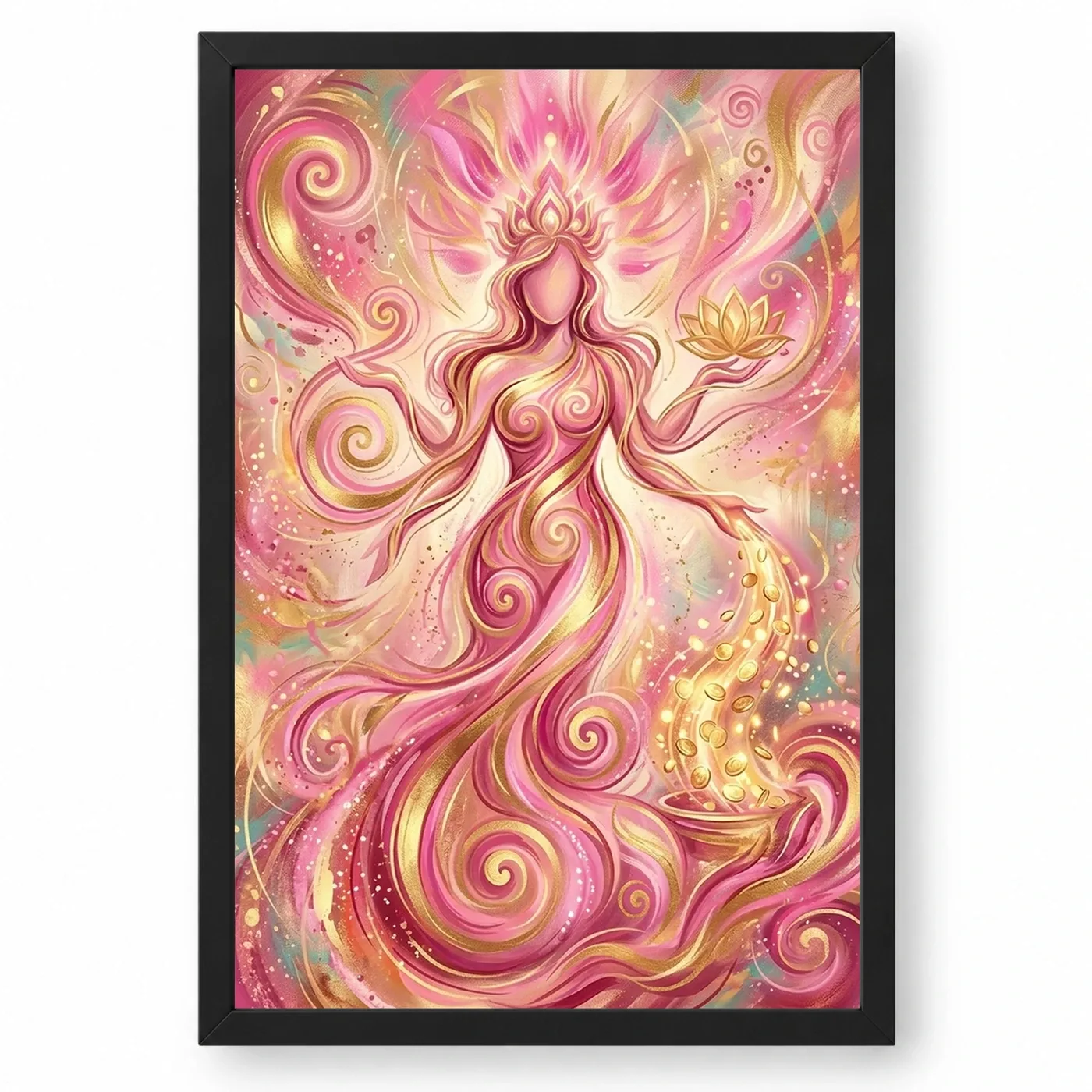 Goddess Lakshmi Abstract Gold Pink Contemporary Spiritual Art Photo Frame