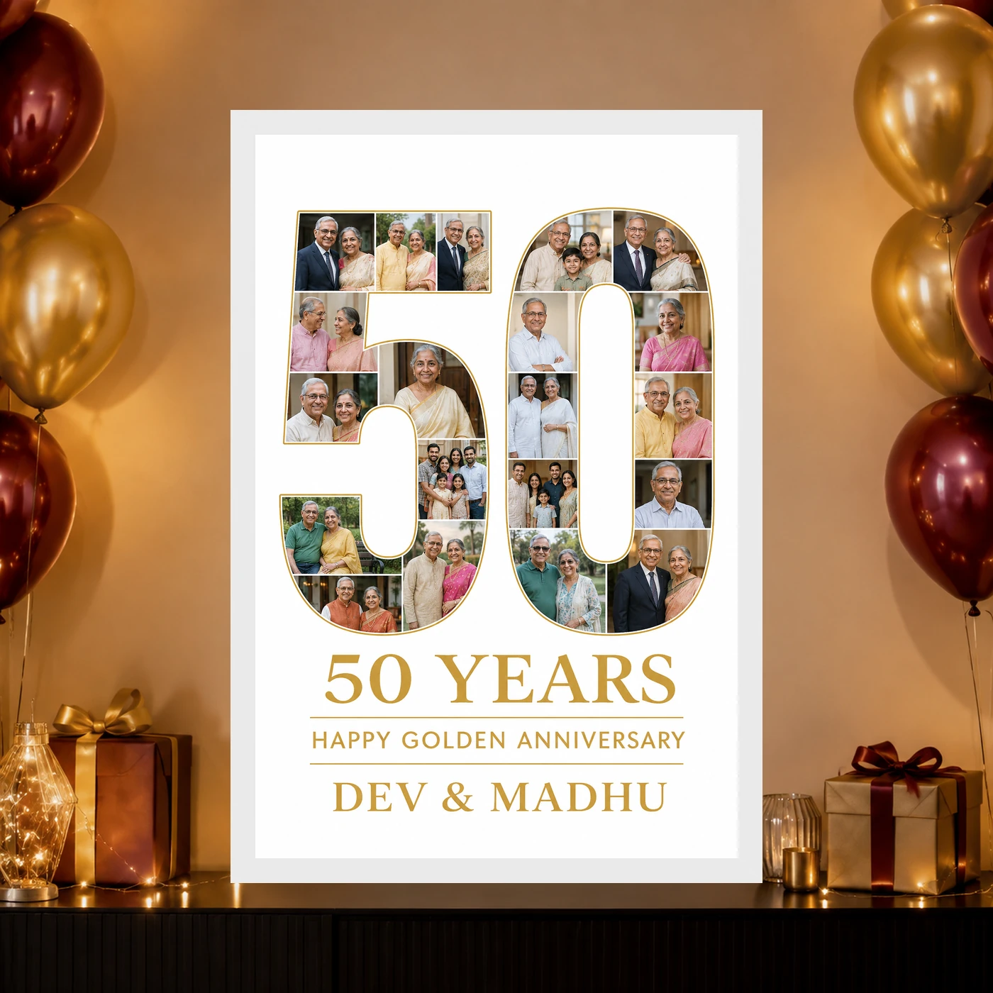 50th Anniversary Golden Jubilee Couple 50 Years Together Photo Frame, view 10