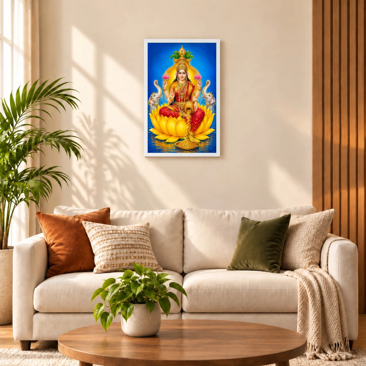 Golden Lotus Varalakshmi Photo Frame – Yellow Prosperity Art, view 9