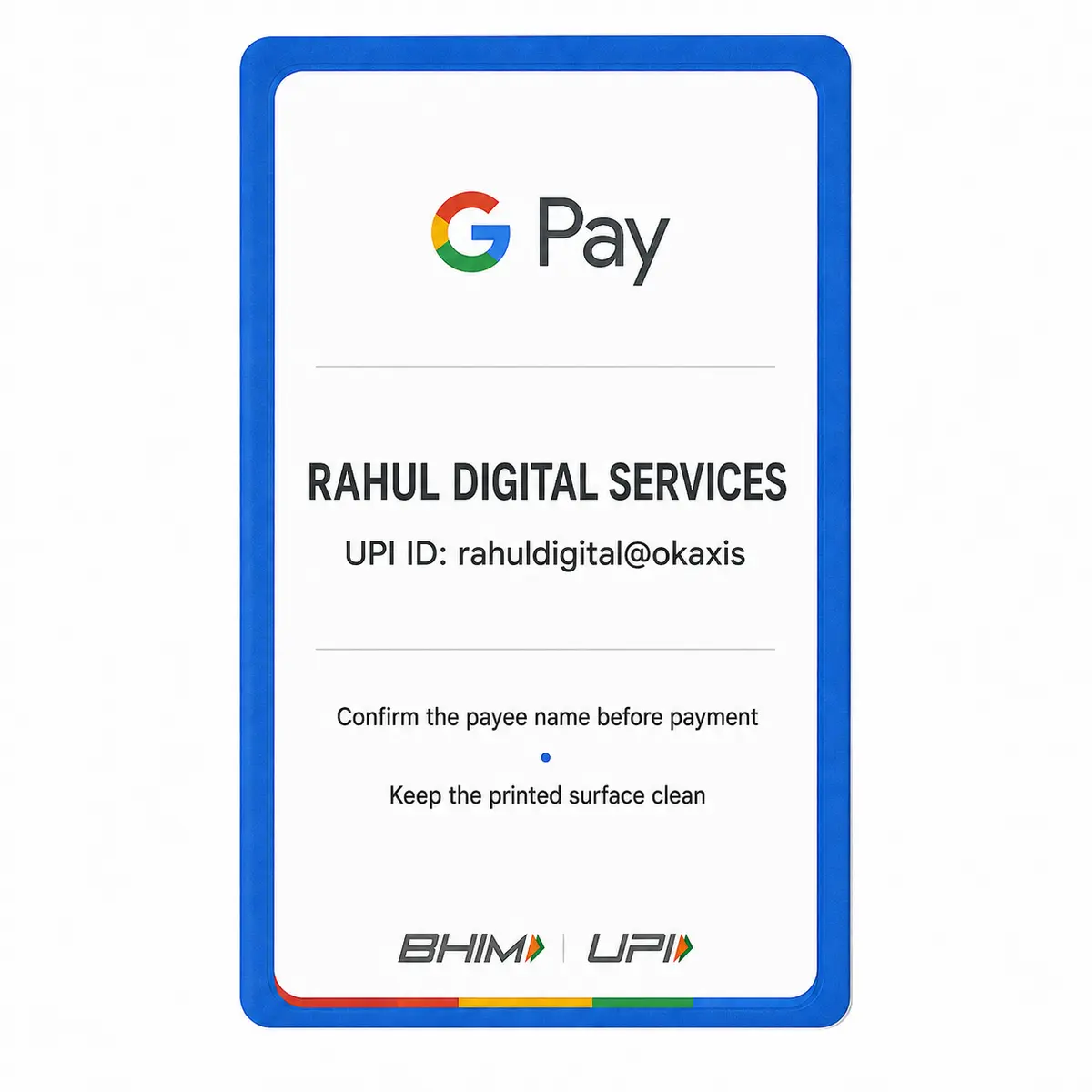 Google Pay QR Code PVC Card, view 2