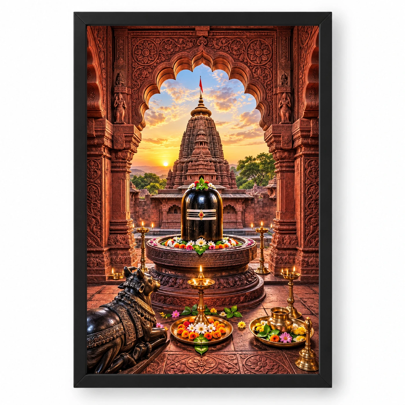 Grishneshwar Ellora Red Stone Photo Frame