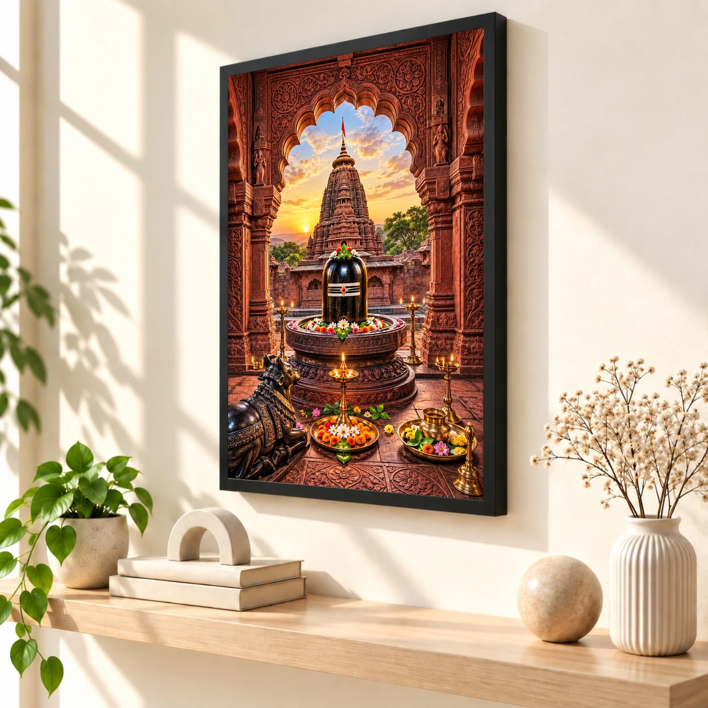 Grishneshwar Ellora Red Stone Photo Frame, view 2