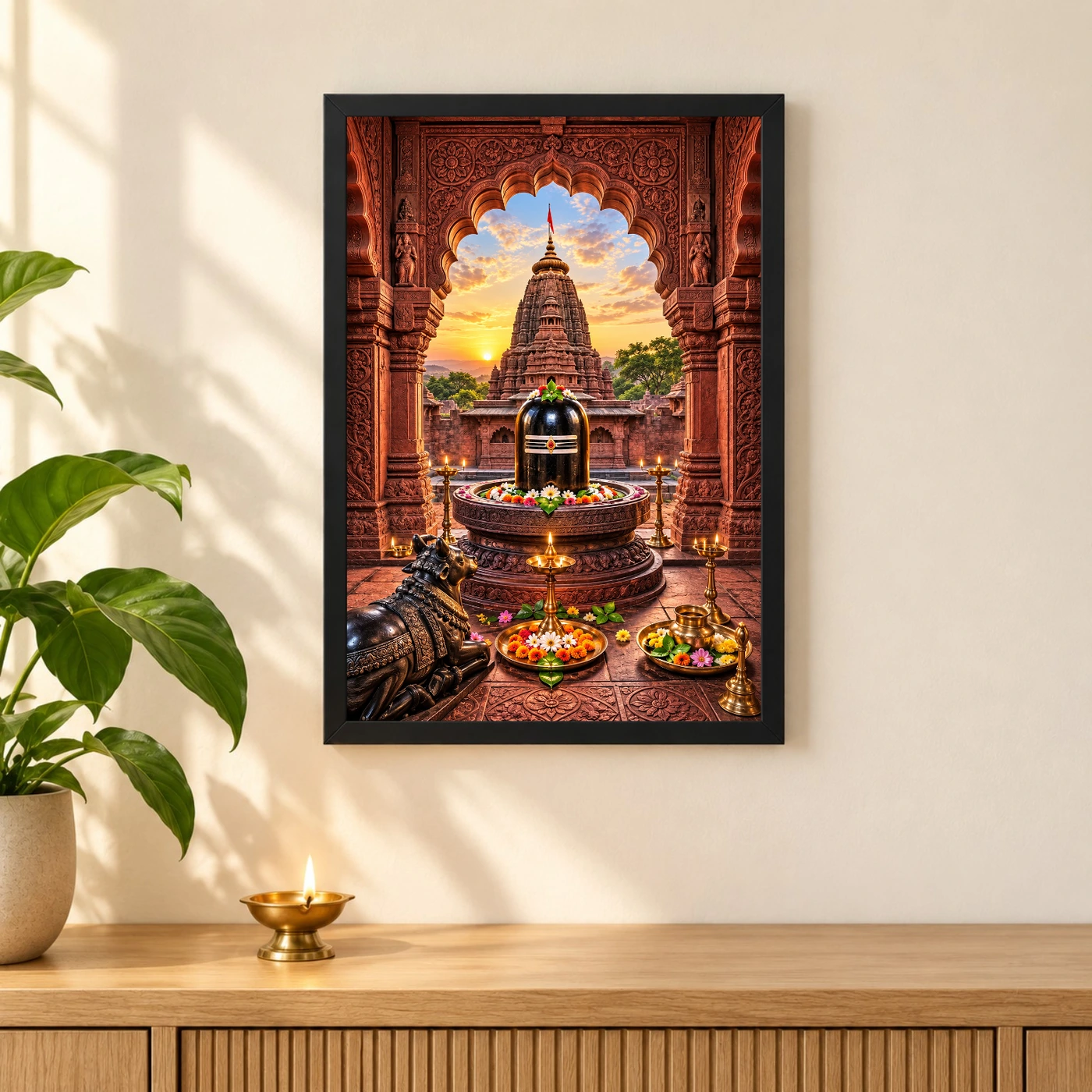 Grishneshwar Ellora Red Stone Photo Frame, view 3