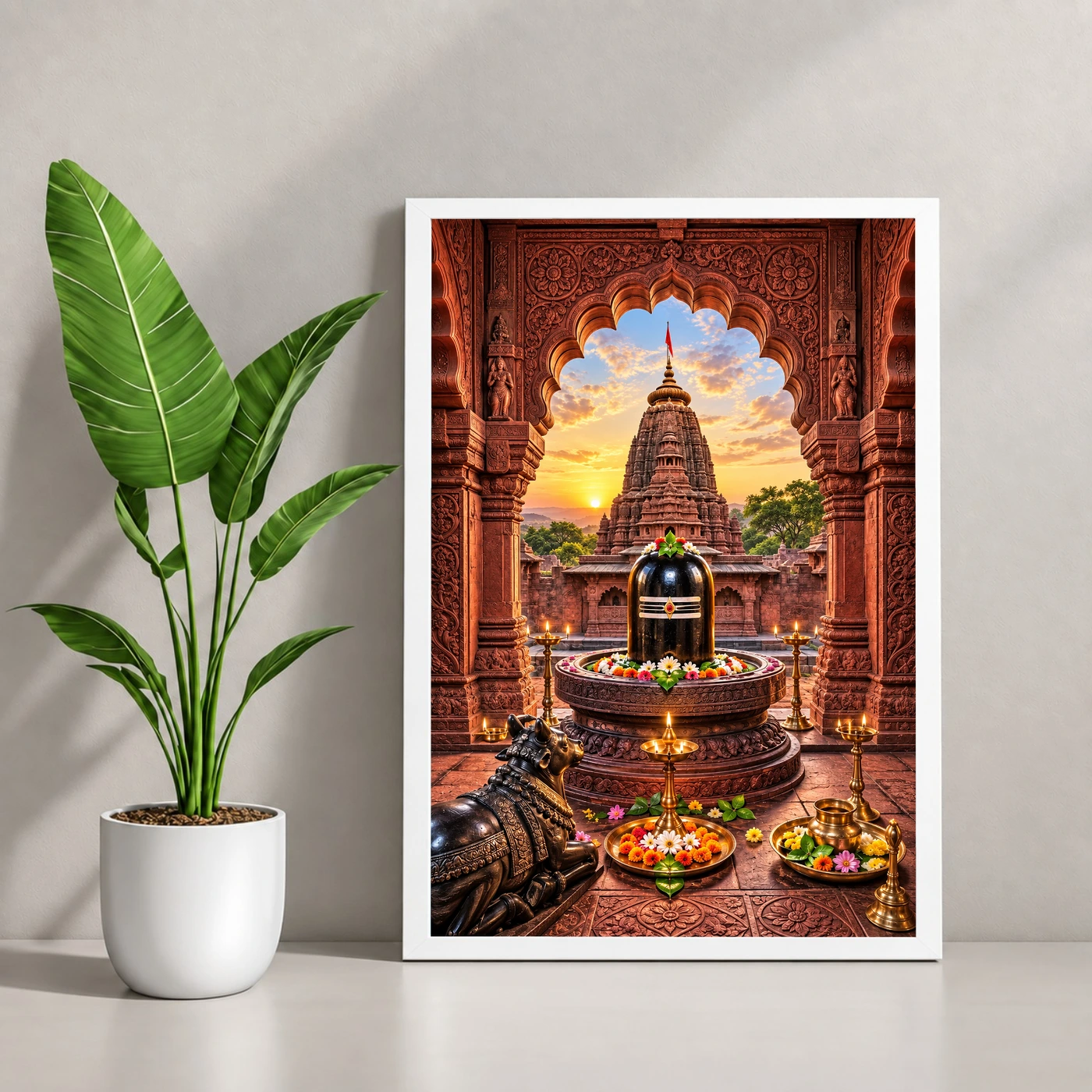 Grishneshwar Ellora Red Stone Photo Frame, view 4