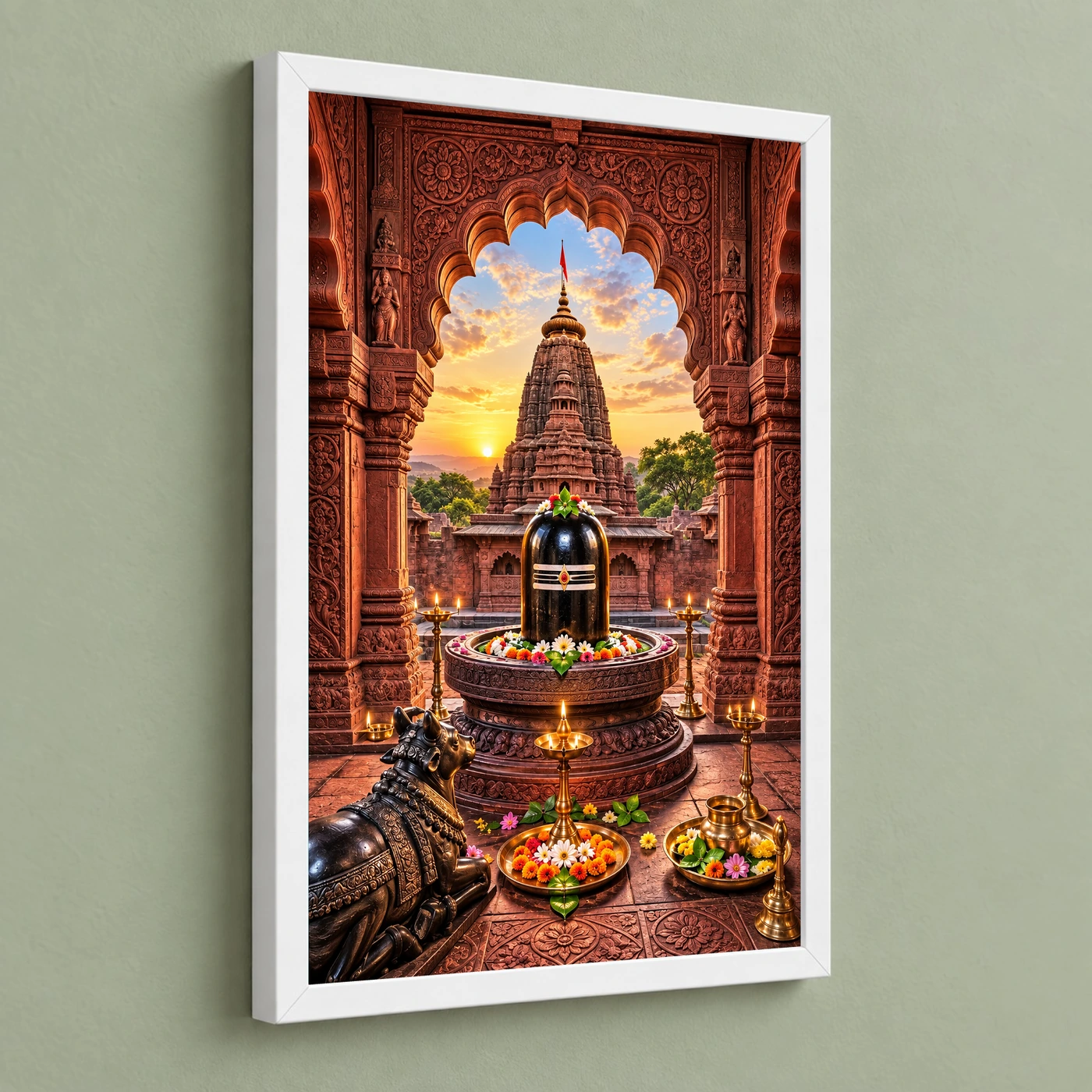 Grishneshwar Ellora Red Stone Photo Frame, view 5
