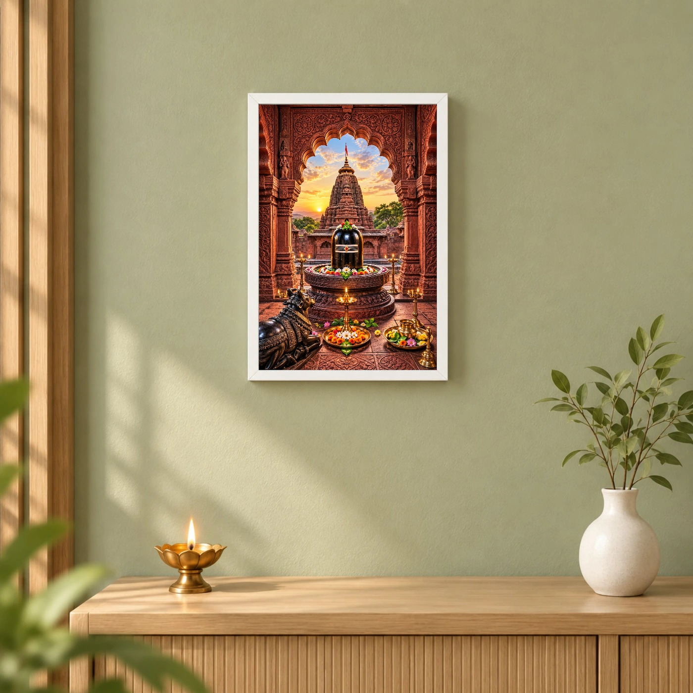 Grishneshwar Ellora Red Stone Photo Frame, view 6
