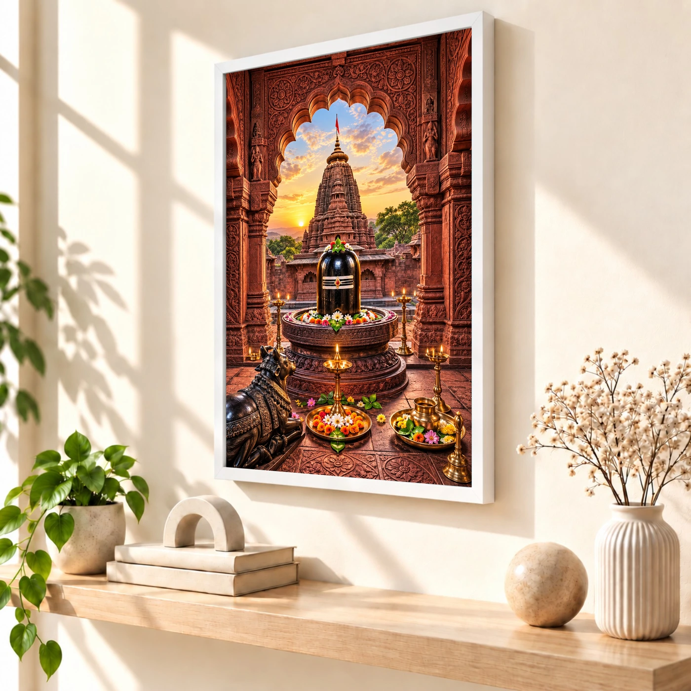 Grishneshwar Ellora Red Stone Photo Frame, view 7