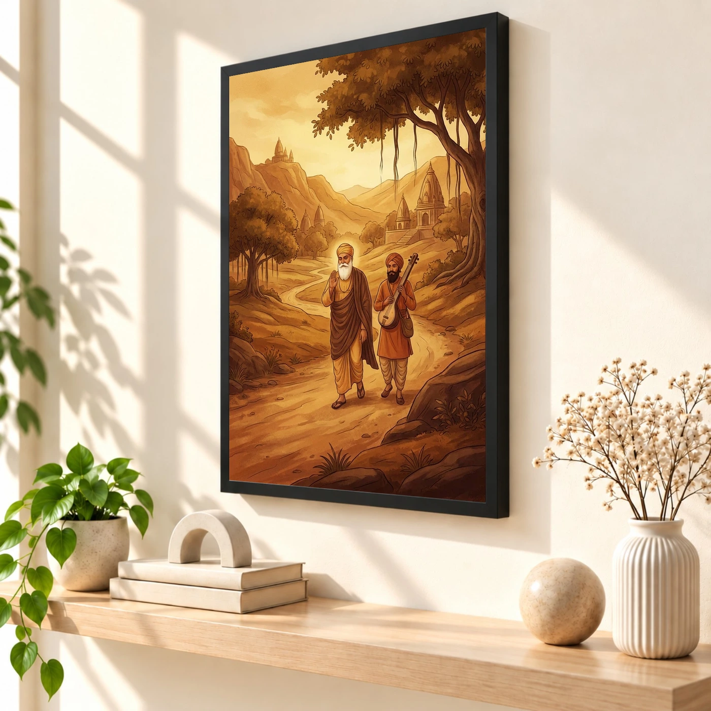 Guru Nanak Bhai Bala Spiritual Journey India Warm Art Photo Frame, view 2