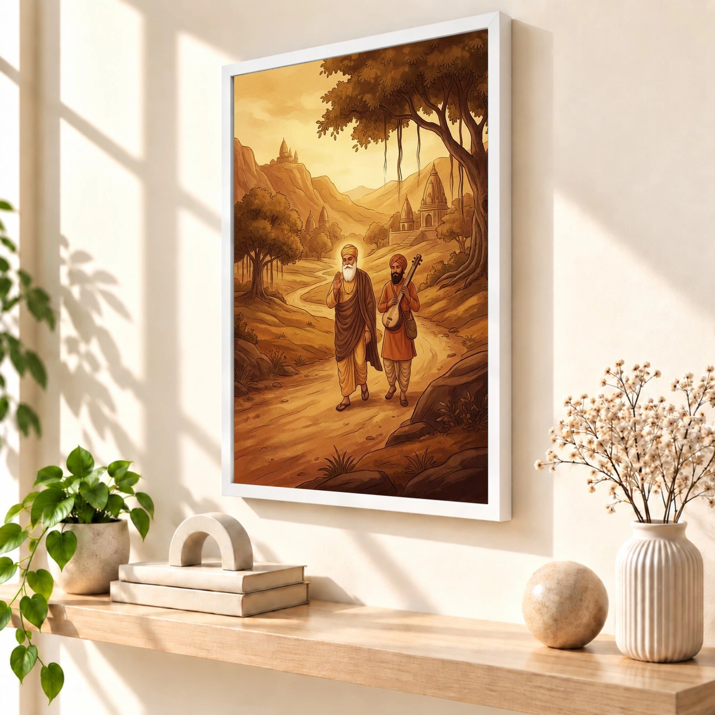 Guru Nanak Bhai Bala Spiritual Journey India Warm Art Photo Frame, view 7