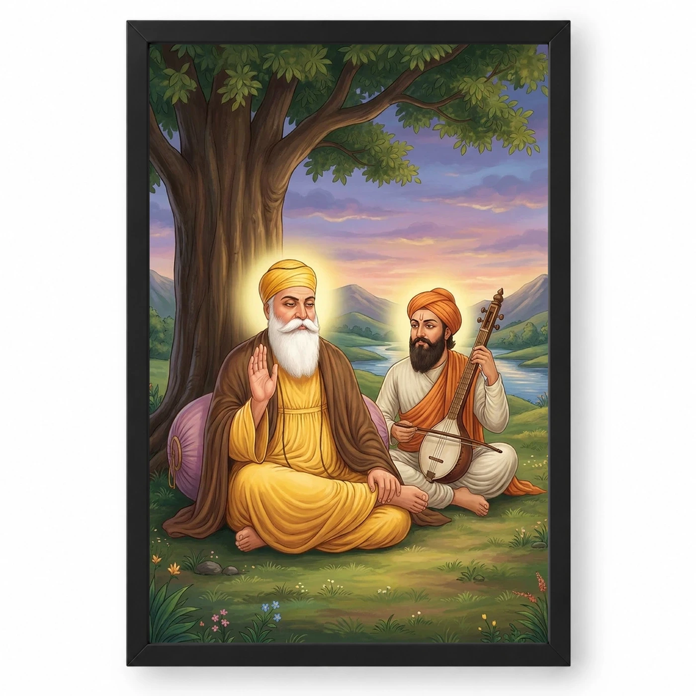 Guru Nanak Bhai Mardana Rebab Devotional Music Spiritual Art Photo Frame