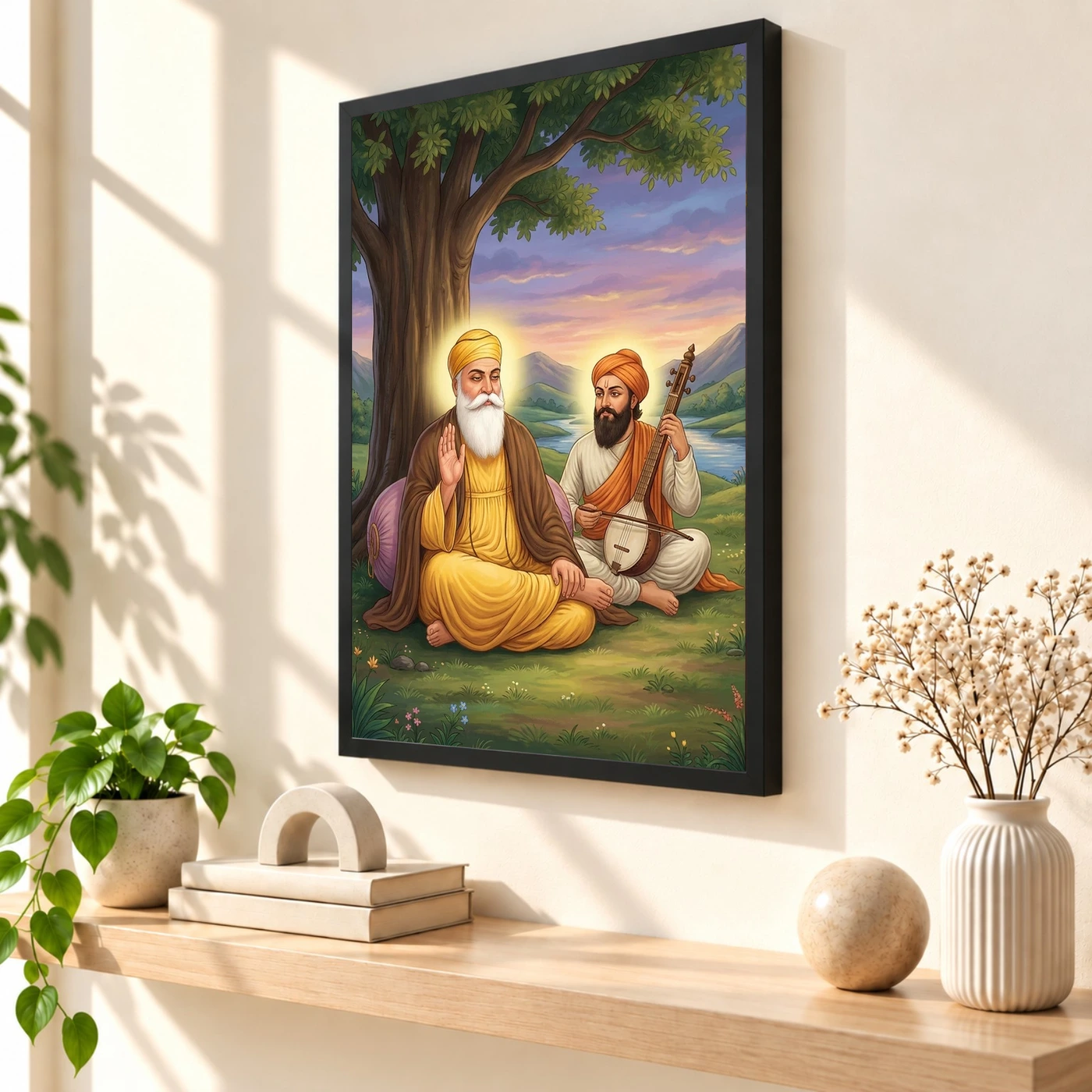 Guru Nanak Bhai Mardana Rebab Devotional Music Spiritual Art Photo Frame, view 2