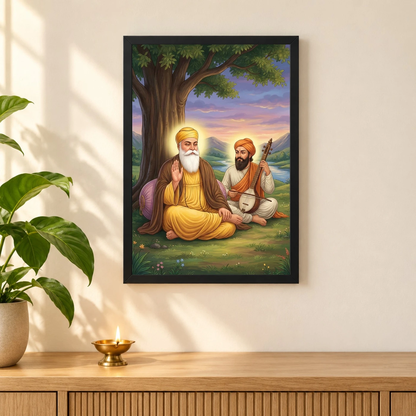 Guru Nanak Bhai Mardana Rebab Devotional Music Spiritual Art Photo Frame, view 3