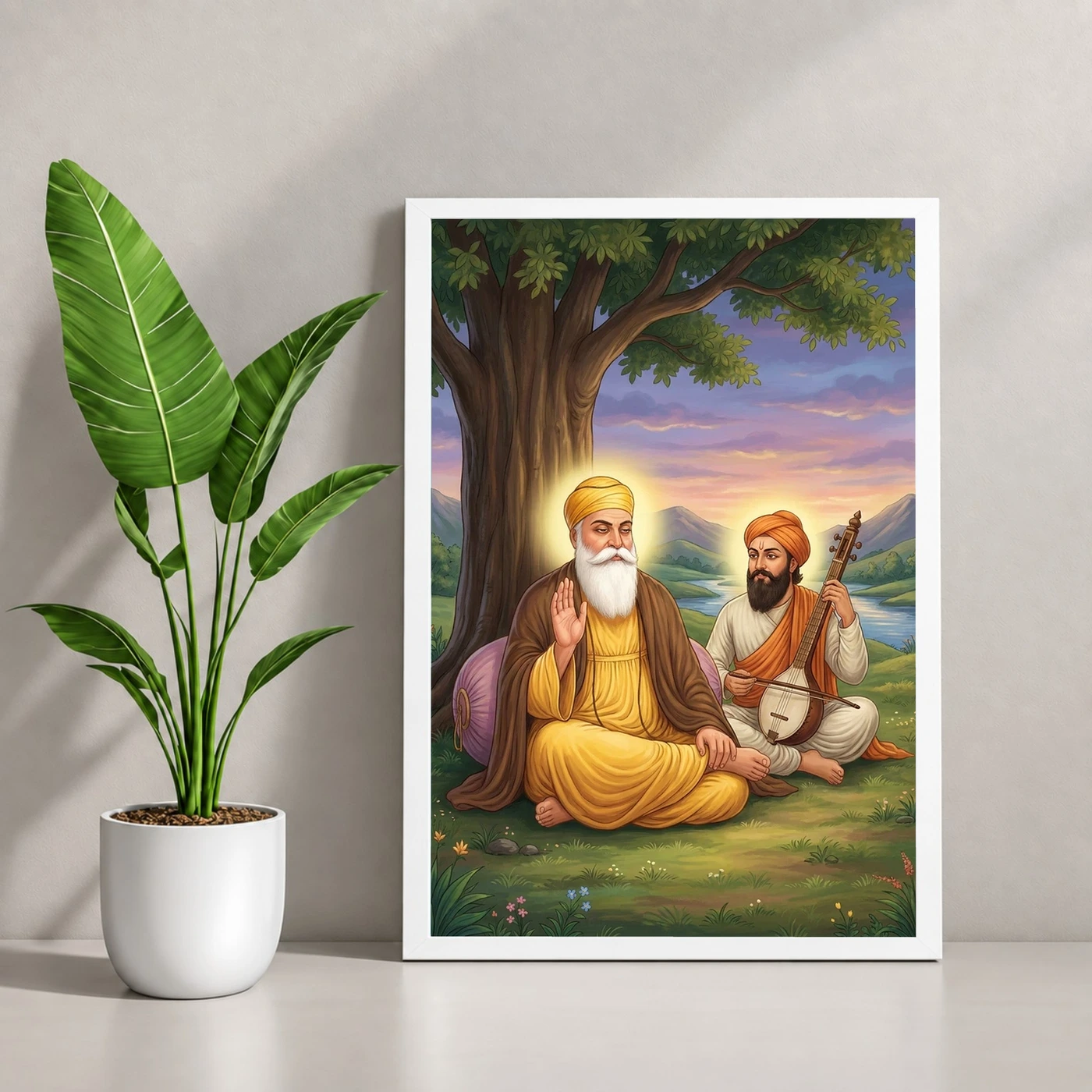 Guru Nanak Bhai Mardana Rebab Devotional Music Spiritual Art Photo Frame, view 4