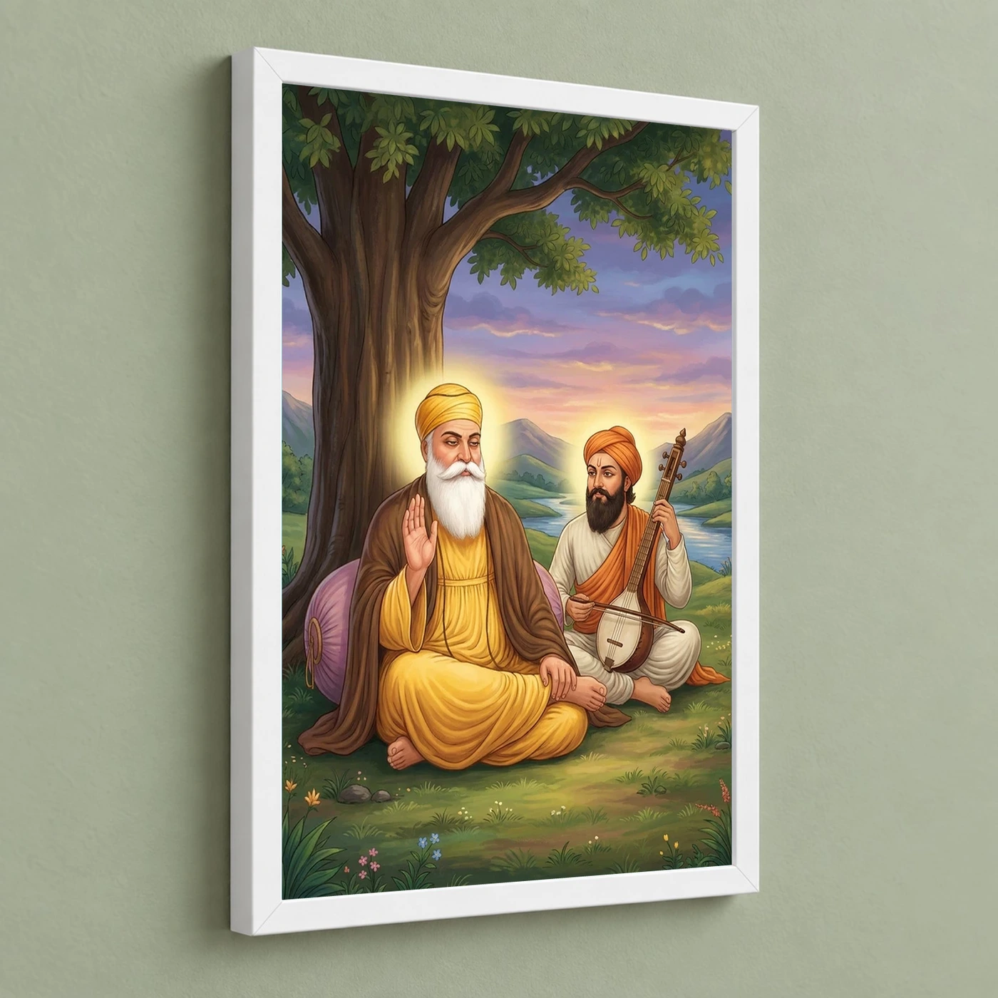 Guru Nanak Bhai Mardana Rebab Devotional Music Spiritual Art Photo Frame, view 5