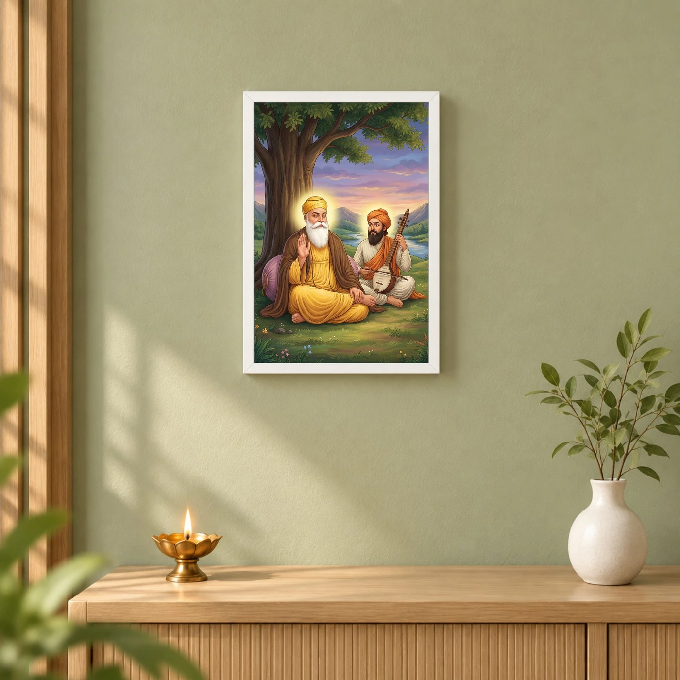 Guru Nanak Bhai Mardana Rebab Devotional Music Spiritual Art Photo Frame, view 6