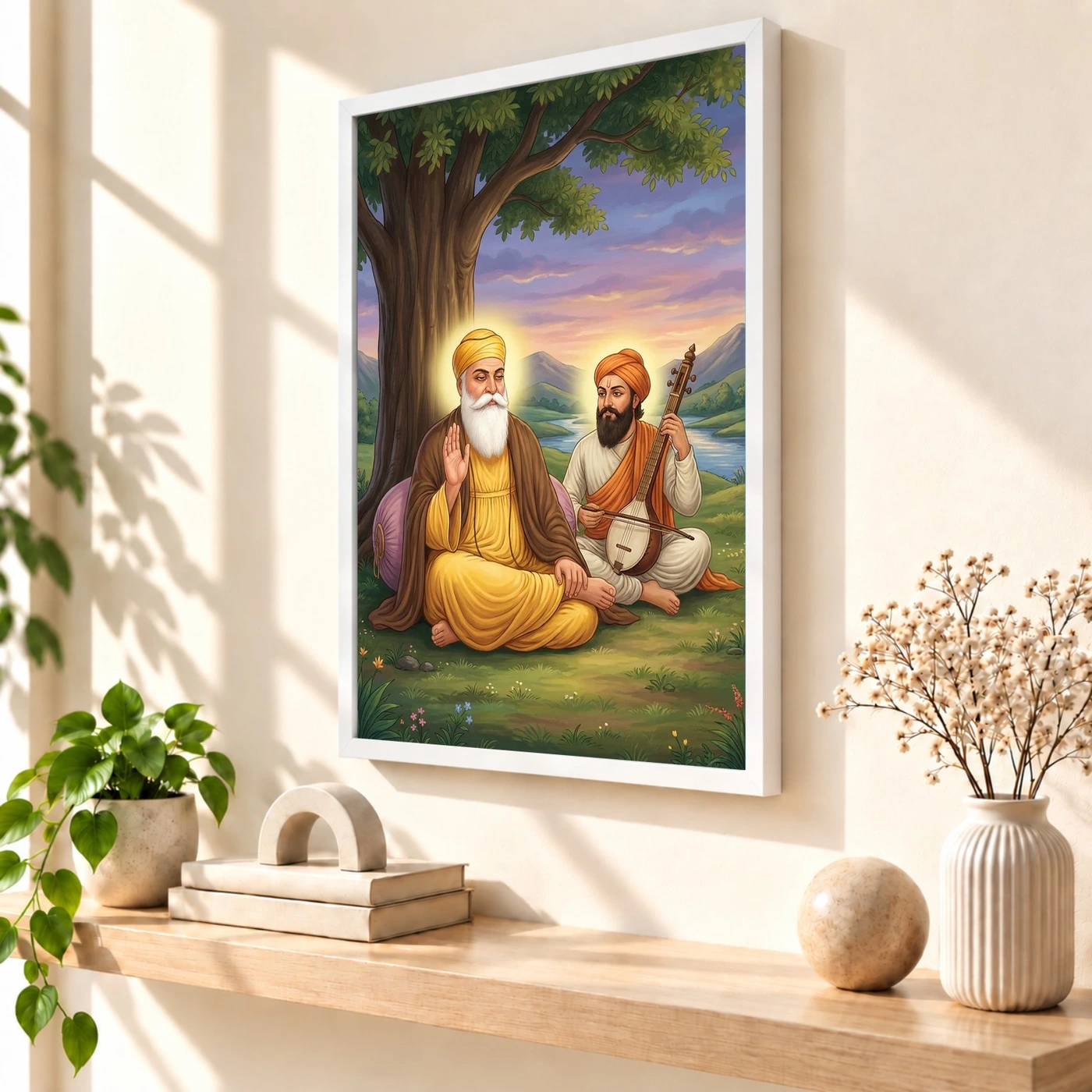 Guru Nanak Bhai Mardana Rebab Devotional Music Spiritual Art Photo Frame, view 7
