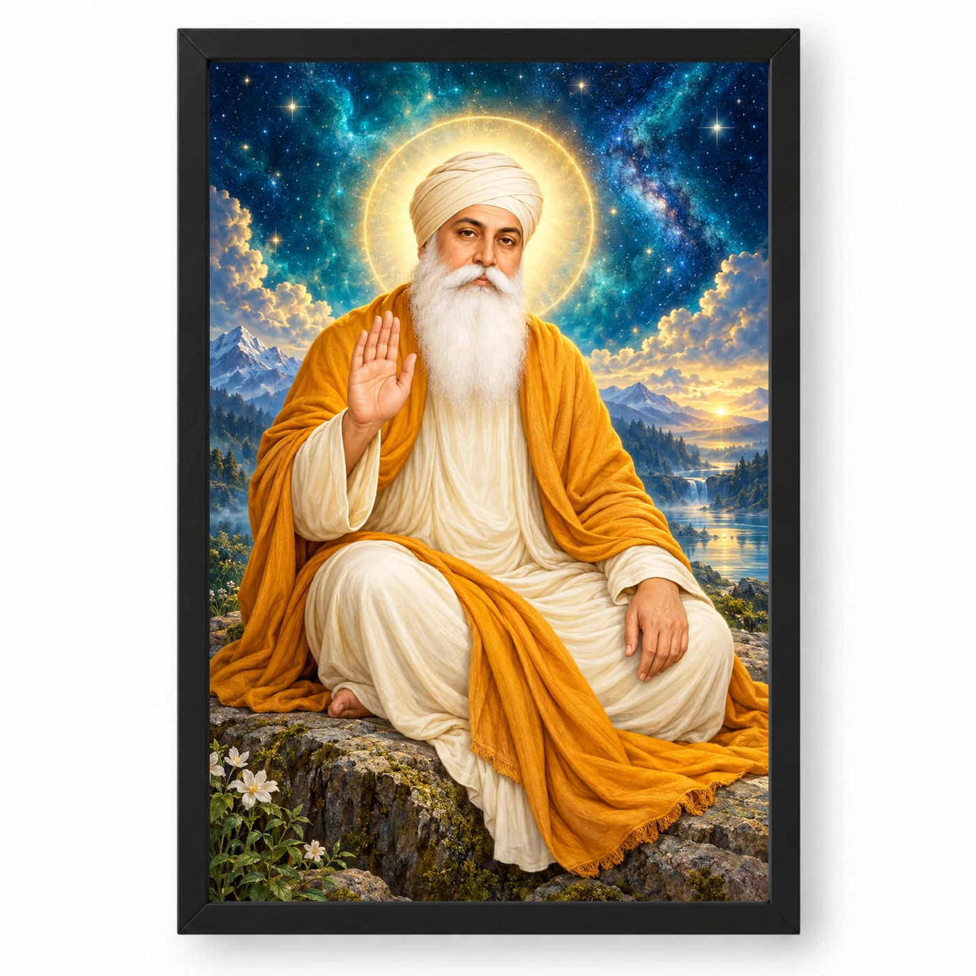Guru Nanak Dev Cosmic Celestial Aura Photo Frame