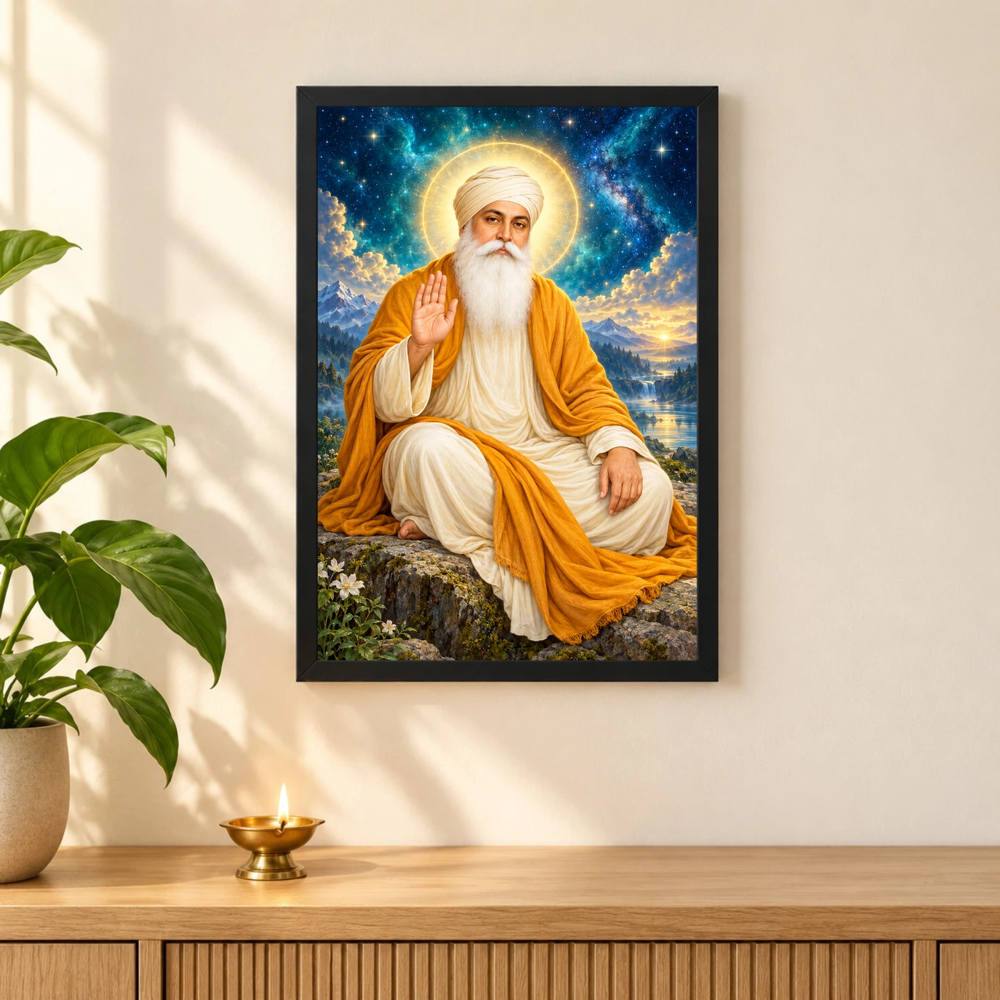 Guru Nanak Dev Cosmic Celestial Aura Photo Frame, view 3