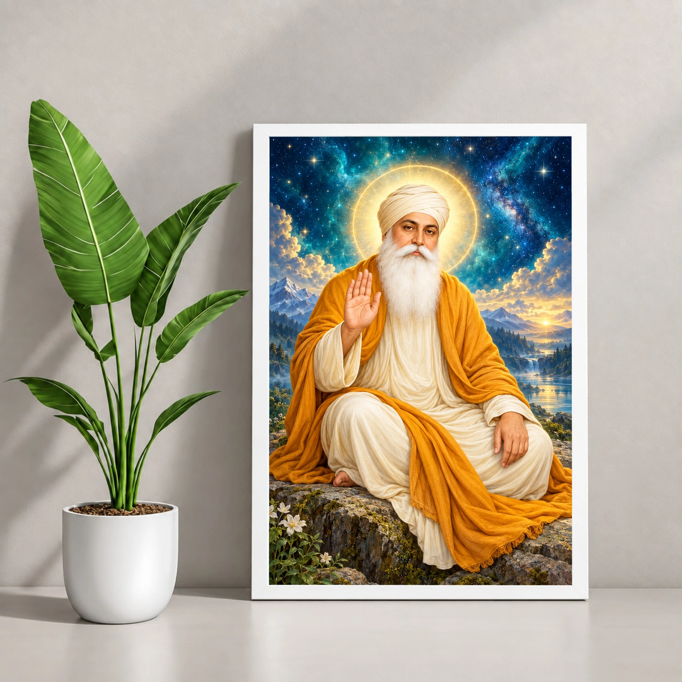 Guru Nanak Dev Cosmic Celestial Aura Photo Frame, view 4