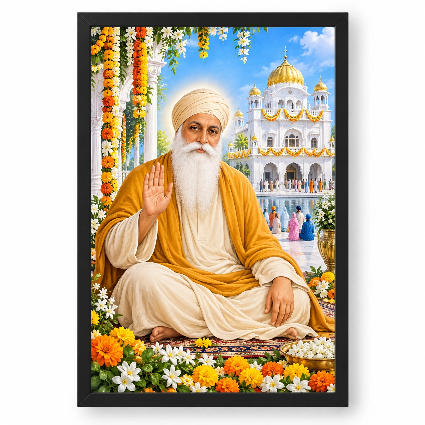 Guru Nanak Dev Grand Festival Flower Decoration Photo Frame