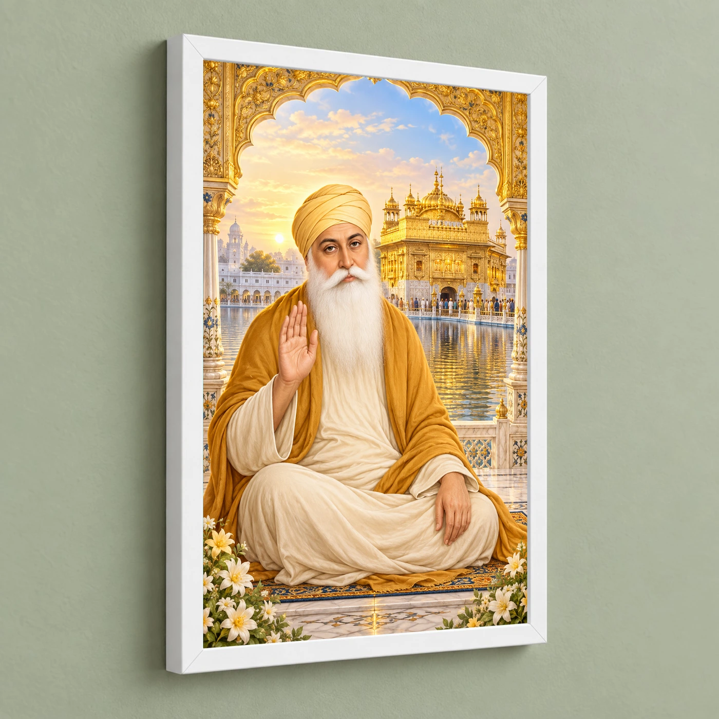 Guru Nanak Dev Ornate Golden Temple Darshan Photo Frame, view 5