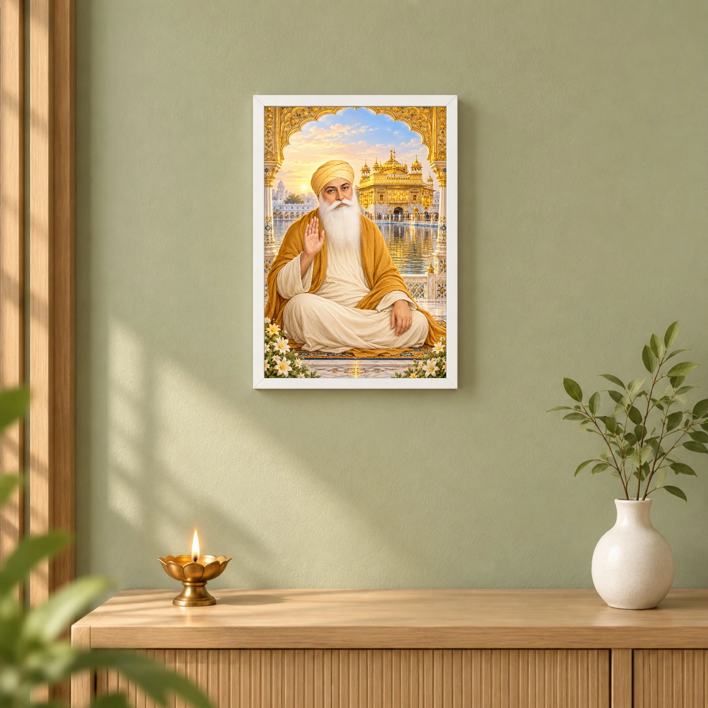 Guru Nanak Dev Ornate Golden Temple Darshan Photo Frame, view 6