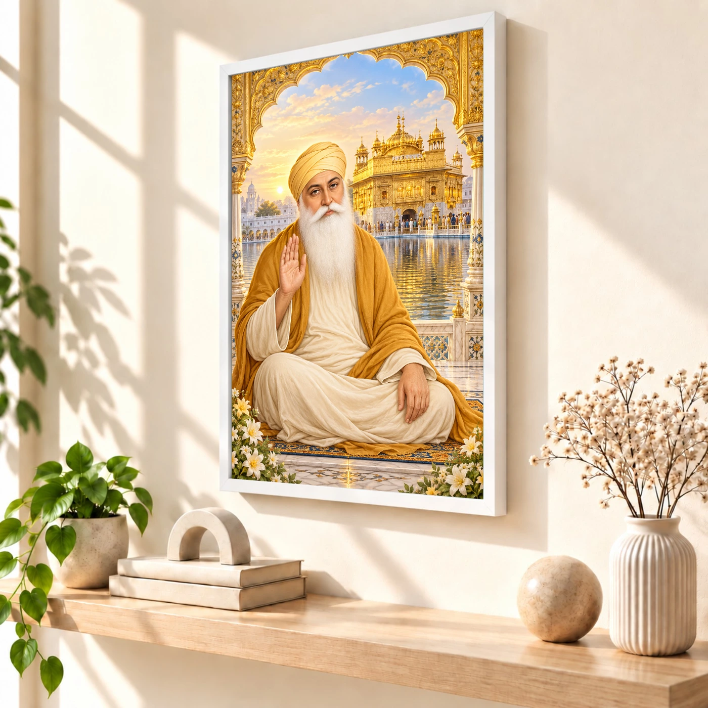Guru Nanak Dev Ornate Golden Temple Darshan Photo Frame, view 7