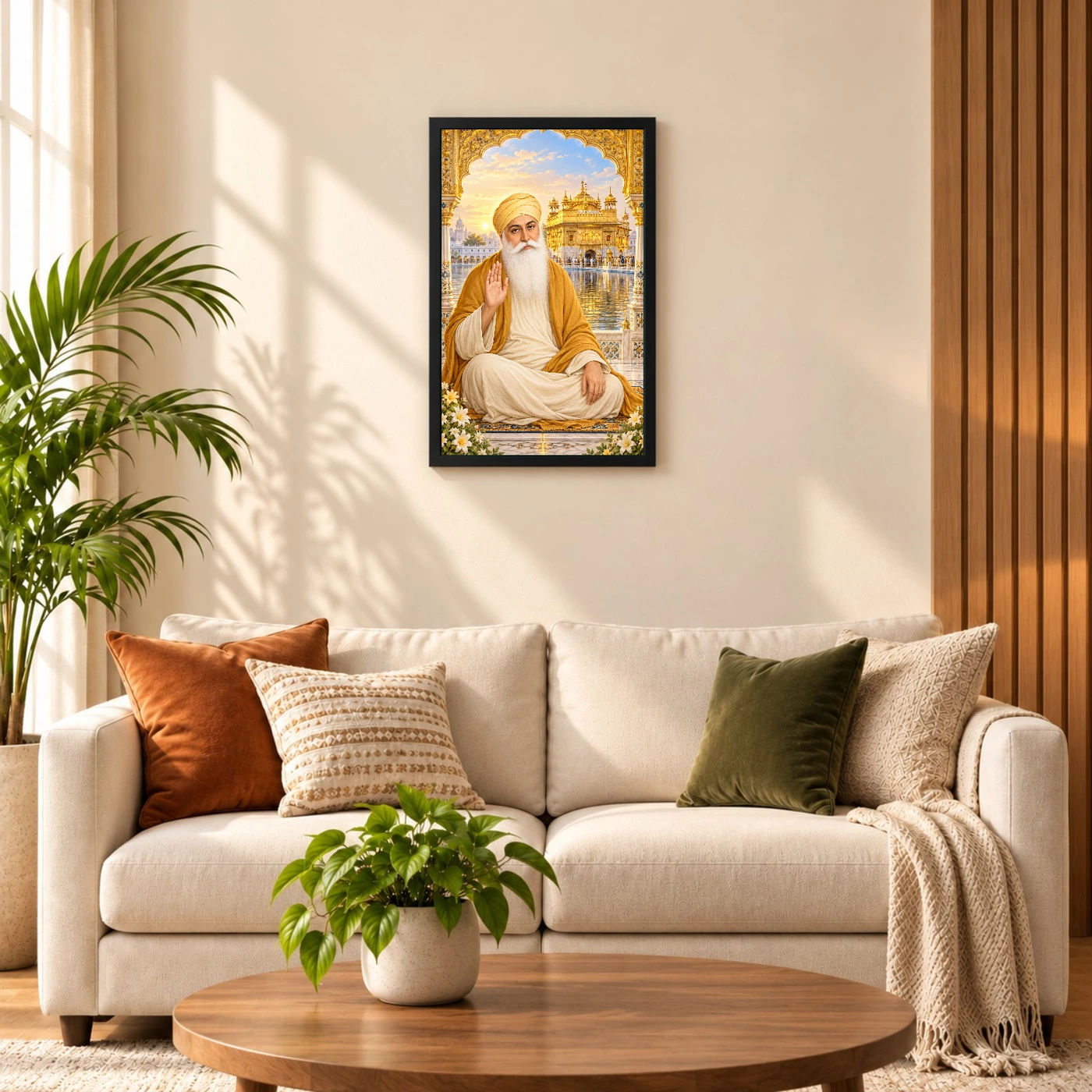Guru Nanak Dev Ornate Golden Temple Darshan Photo Frame, view 8