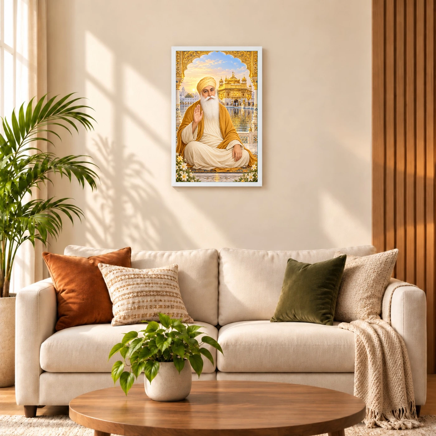 Guru Nanak Dev Ornate Golden Temple Darshan Photo Frame, view 9