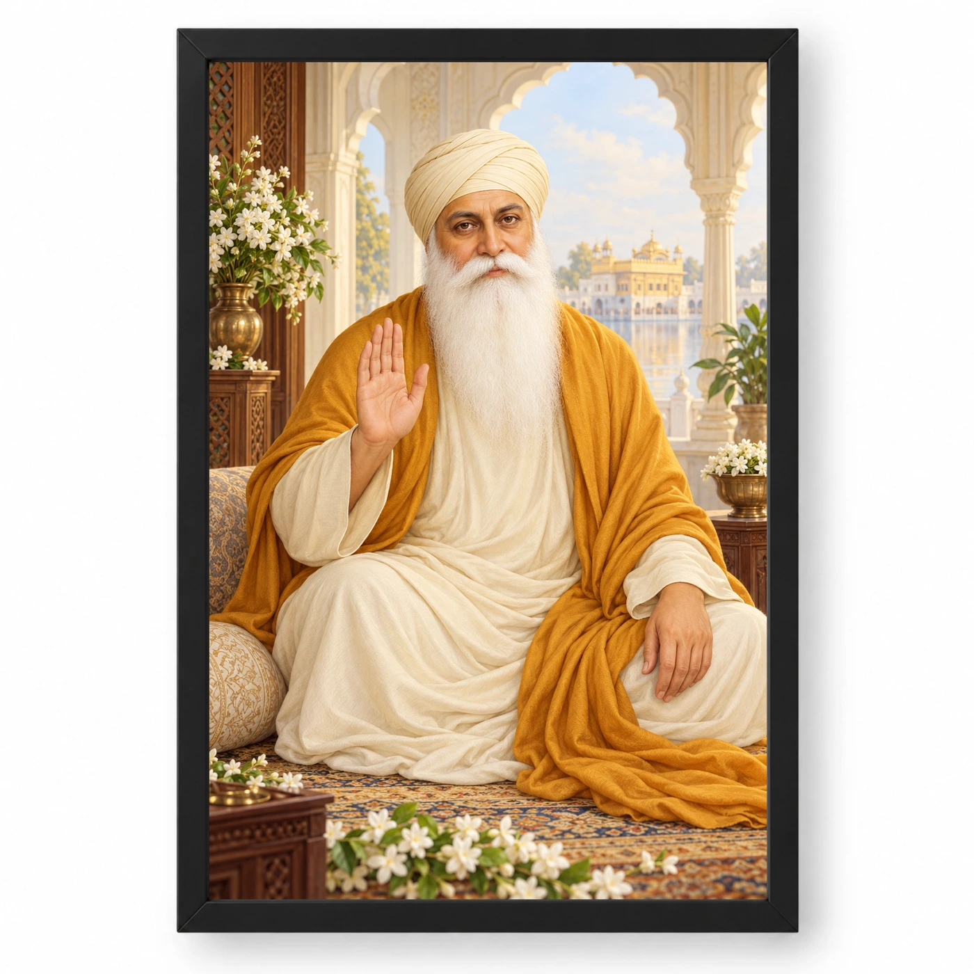 Guru Nanak Dev Peaceful Home Mandir Composition Photo Frame