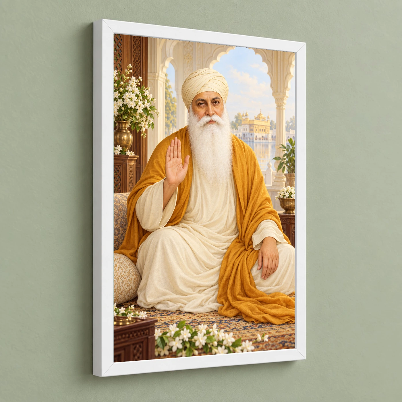 Guru Nanak Dev Peaceful Home Mandir Composition Photo Frame, view 5