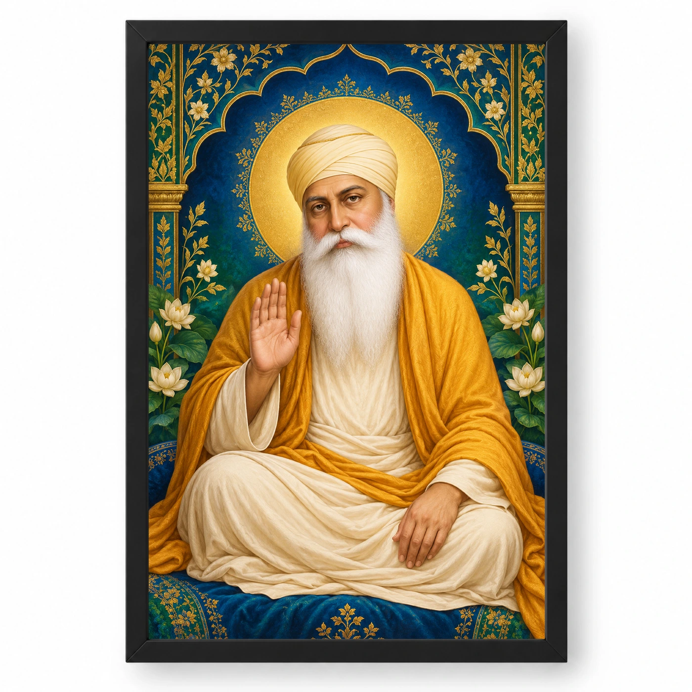 Guru Nanak Dev Royal Jewel-Toned Portrait Photo Frame