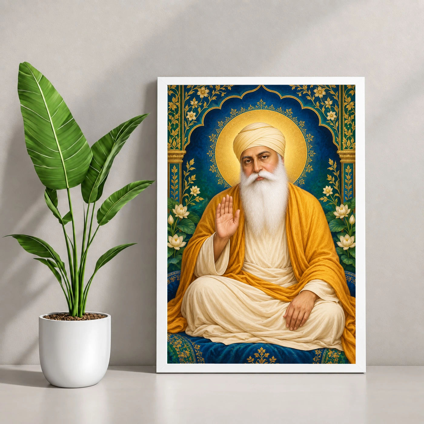 Guru Nanak Dev Royal Jewel-Toned Portrait Photo Frame, view 4