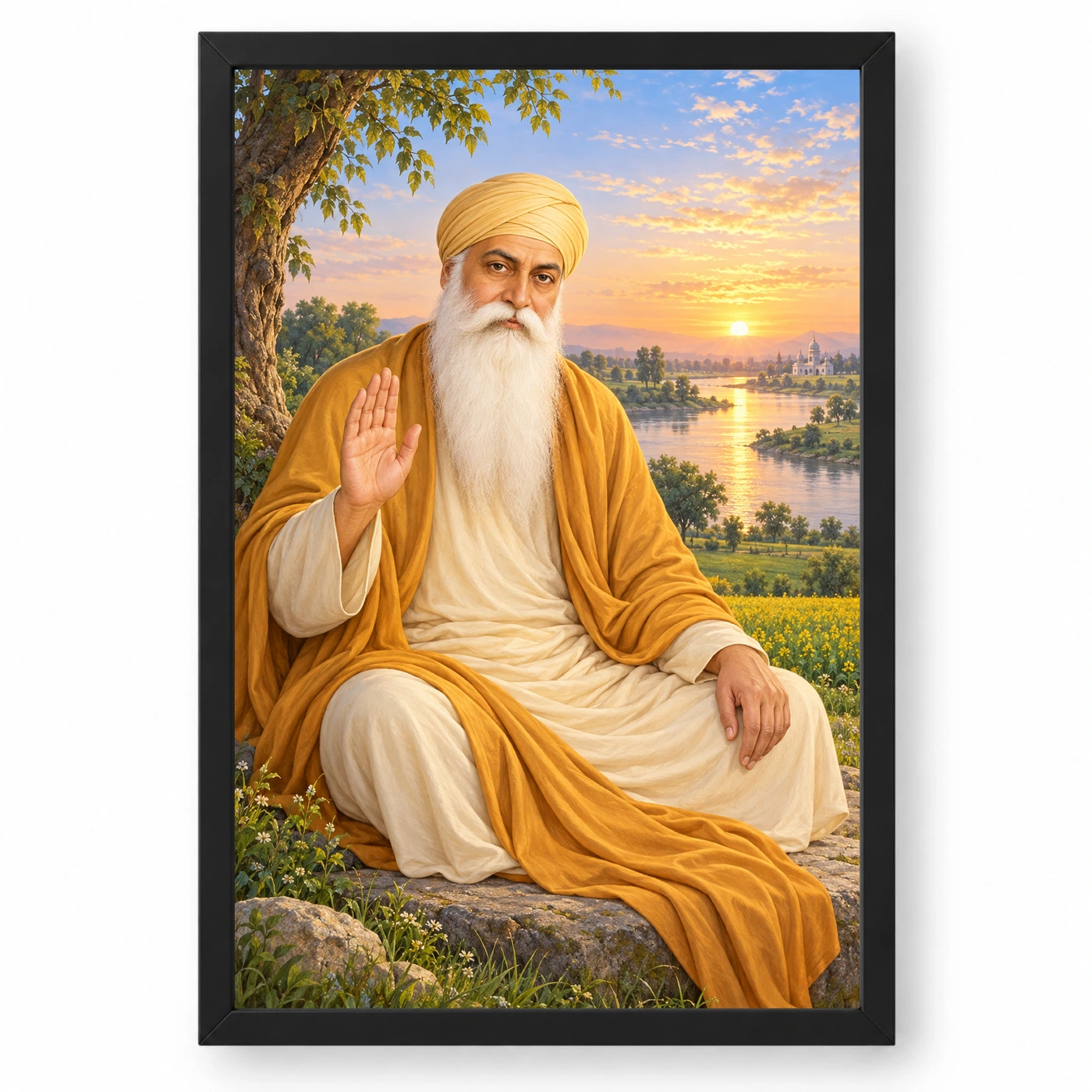 Guru Nanak Dev Serene Sunrise Blessing Photo Frame