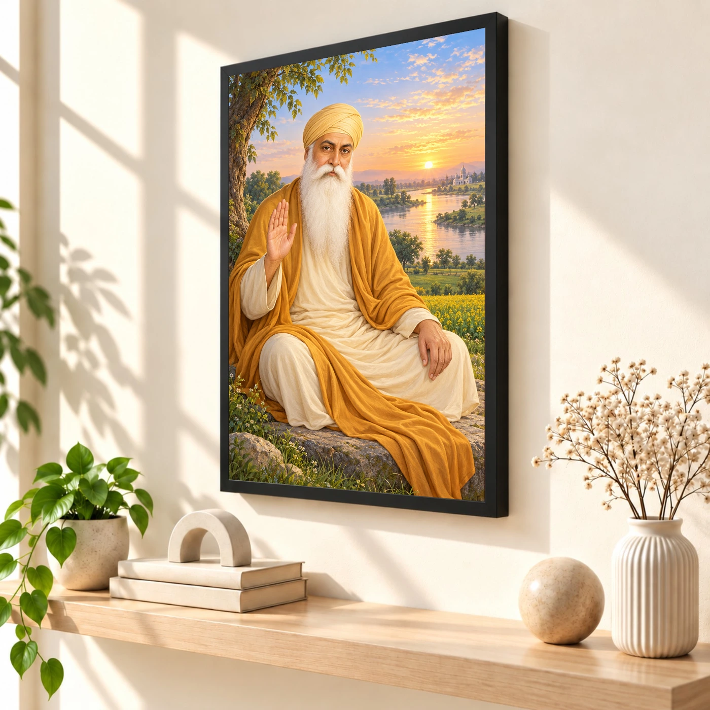 Guru Nanak Dev Serene Sunrise Blessing Photo Frame, view 2