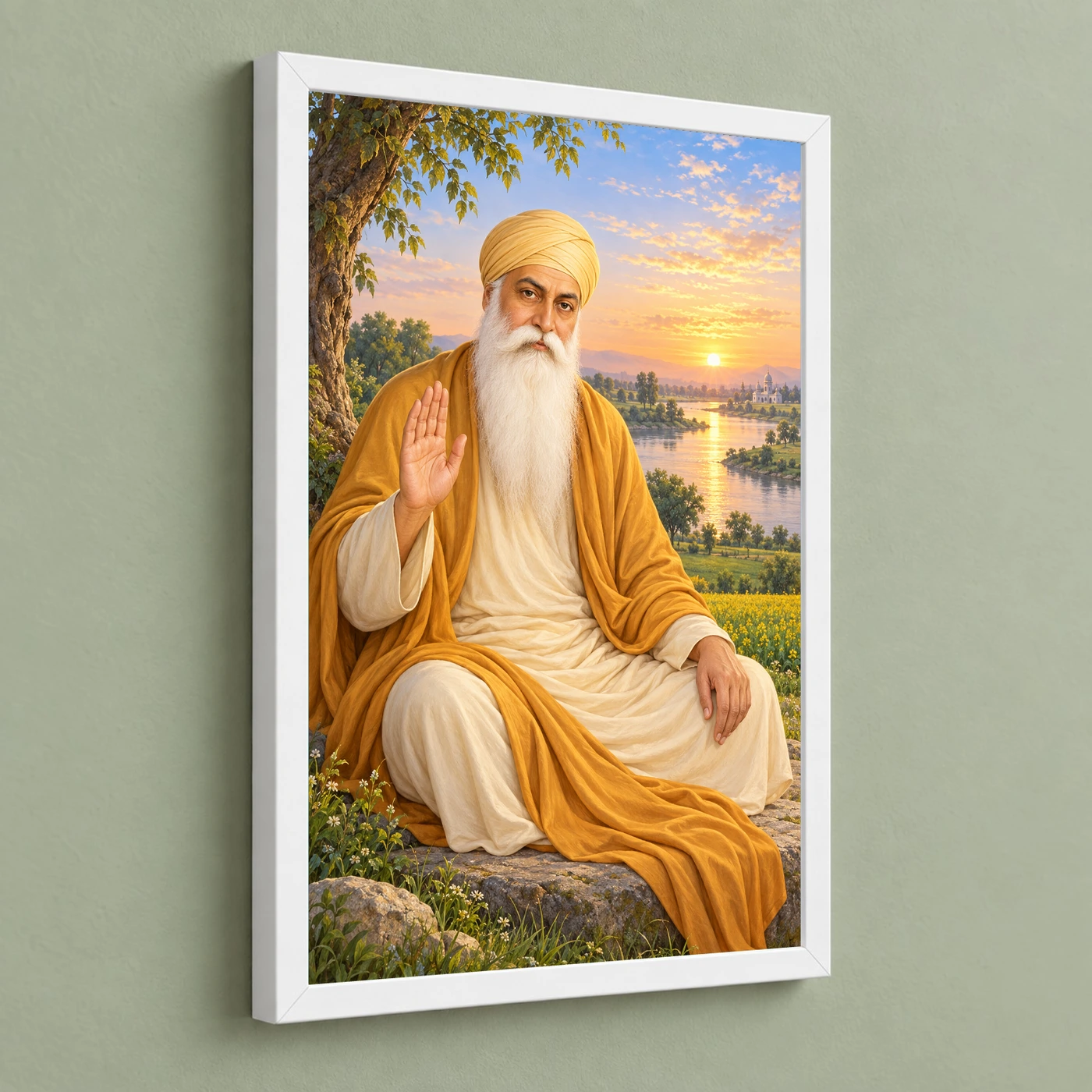 Guru Nanak Dev Serene Sunrise Blessing Photo Frame, view 5