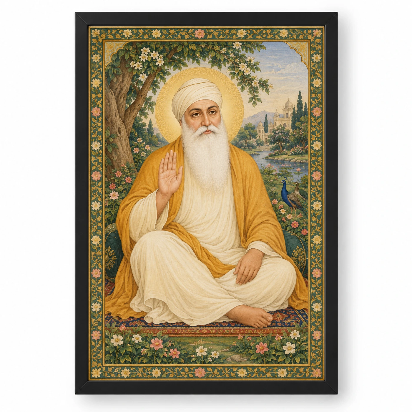 Guru Nanak Dev Traditional Indian Miniature-Inspired Devotional Art Photo Frame