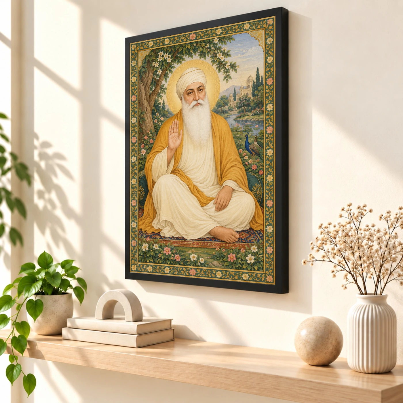 Guru Nanak Dev Traditional Indian Miniature-Inspired Devotional Art Photo Frame, view 2