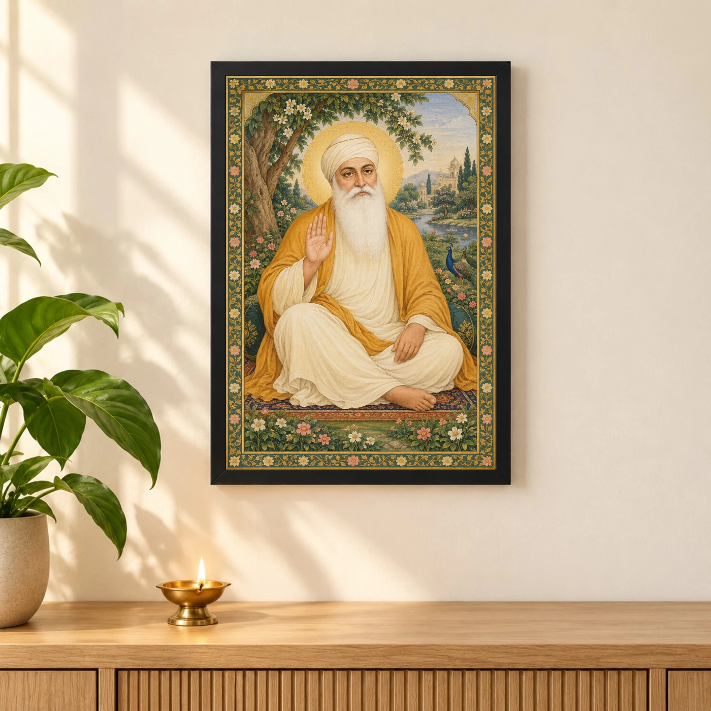 Guru Nanak Dev Traditional Indian Miniature-Inspired Devotional Art Photo Frame, view 3
