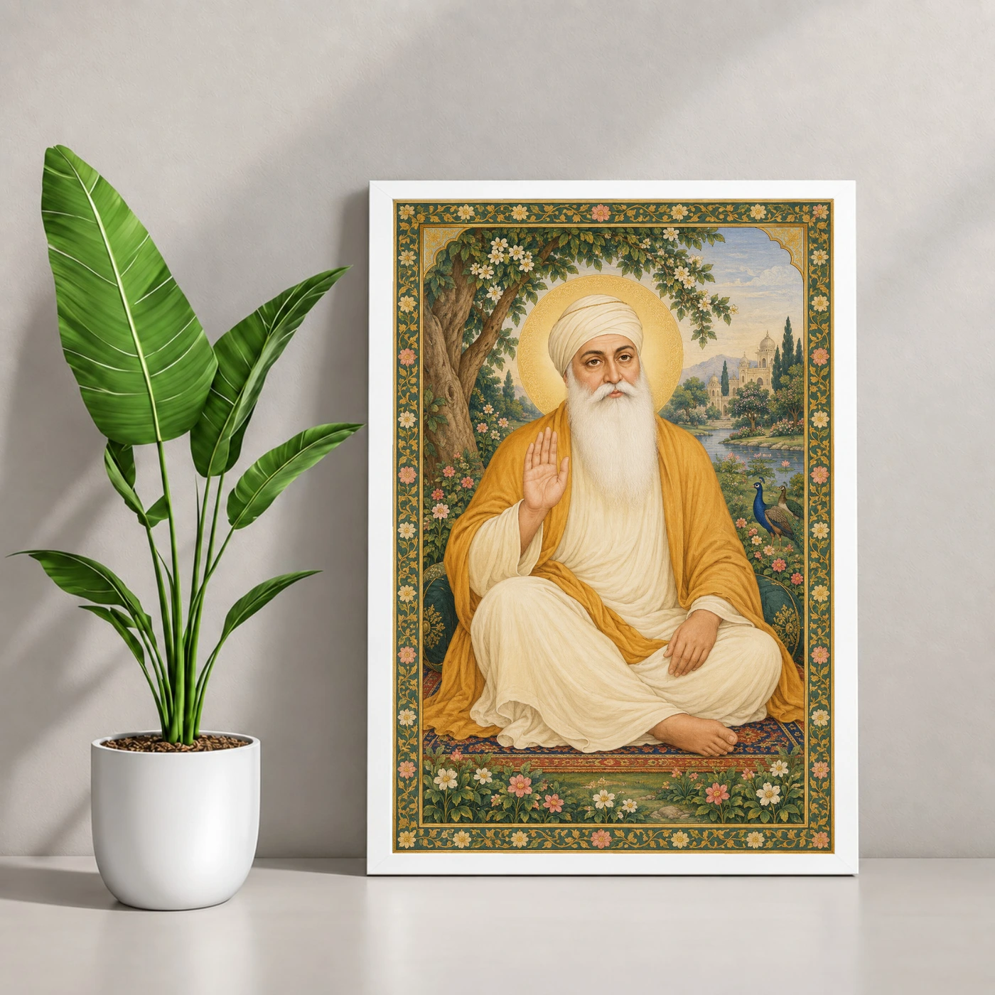 Guru Nanak Dev Traditional Indian Miniature-Inspired Devotional Art Photo Frame, view 4