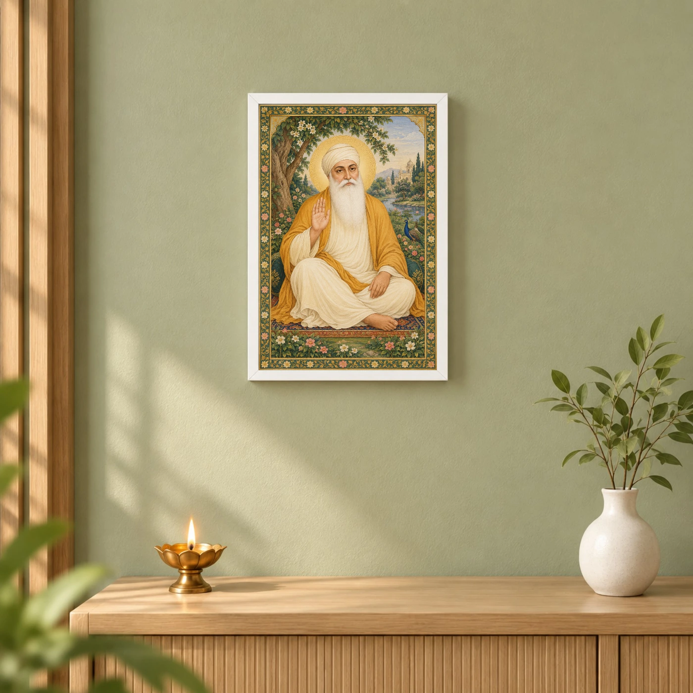 Guru Nanak Dev Traditional Indian Miniature-Inspired Devotional Art Photo Frame, view 6