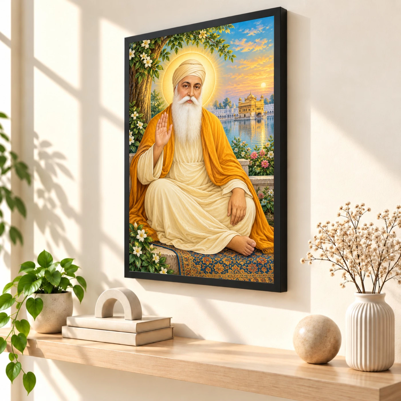 Guru Nanak Dev Vivid Premium Spiritual Poster Art Photo Frame, view 2