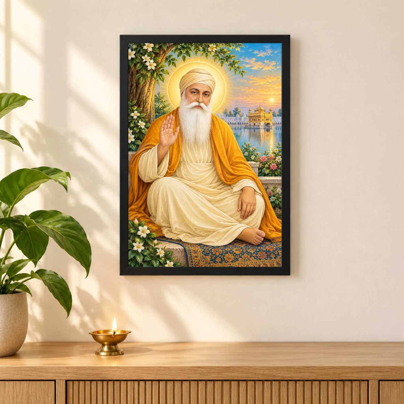 Guru Nanak Dev Vivid Premium Spiritual Poster Art Photo Frame, view 3