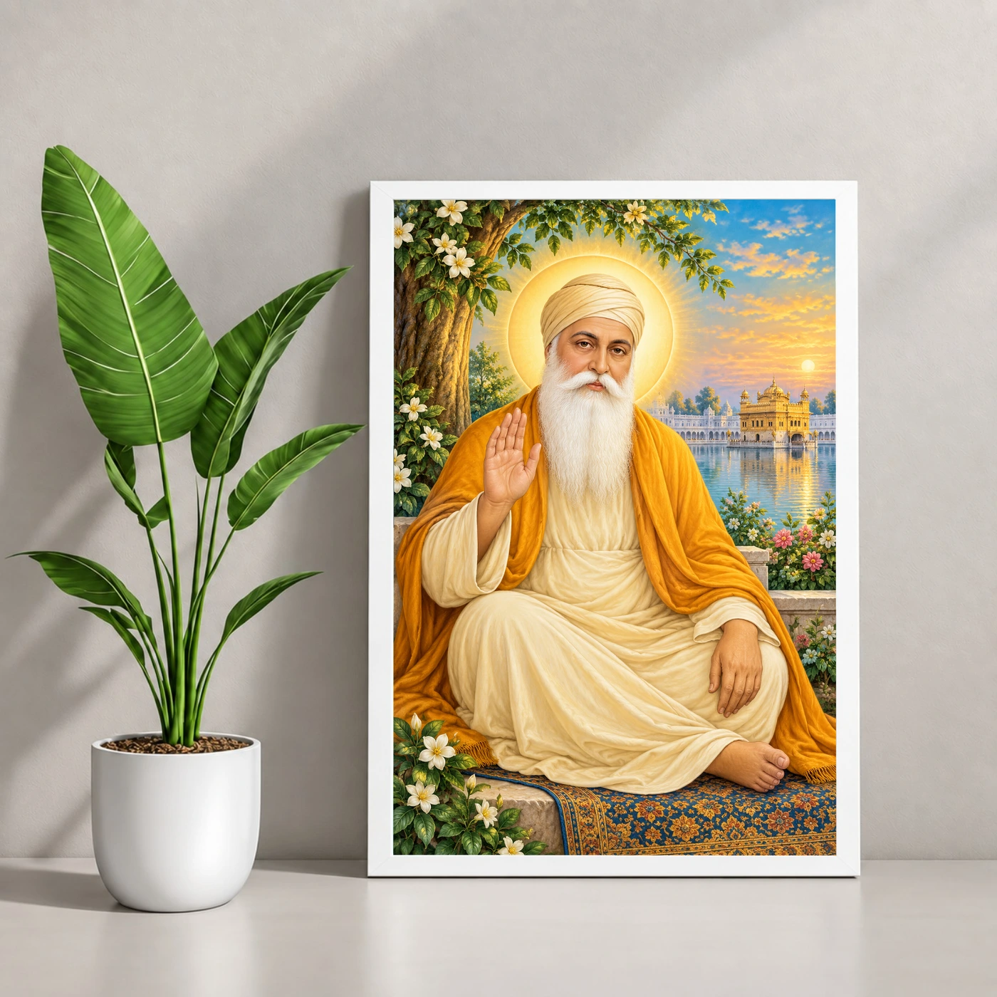 Guru Nanak Dev Vivid Premium Spiritual Poster Art Photo Frame, view 4