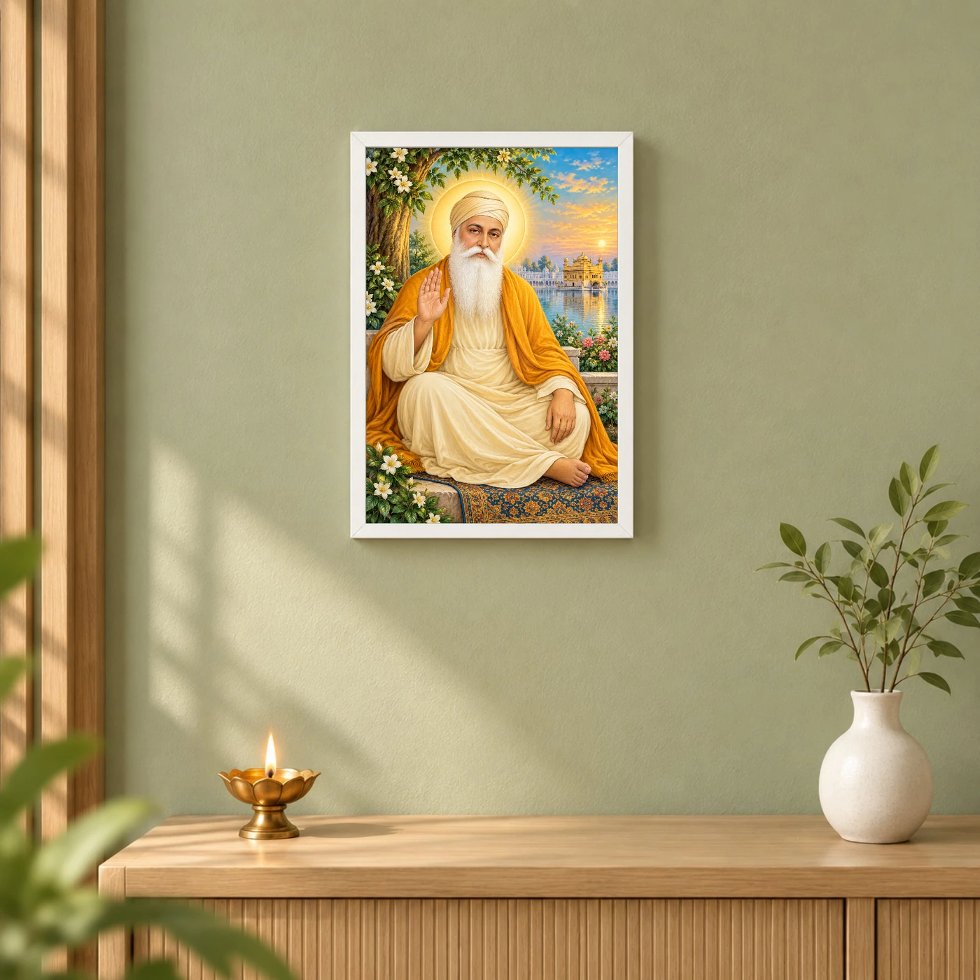 Guru Nanak Dev Vivid Premium Spiritual Poster Art Photo Frame, view 6